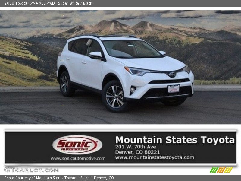 Super White / Black 2018 Toyota RAV4 XLE AWD