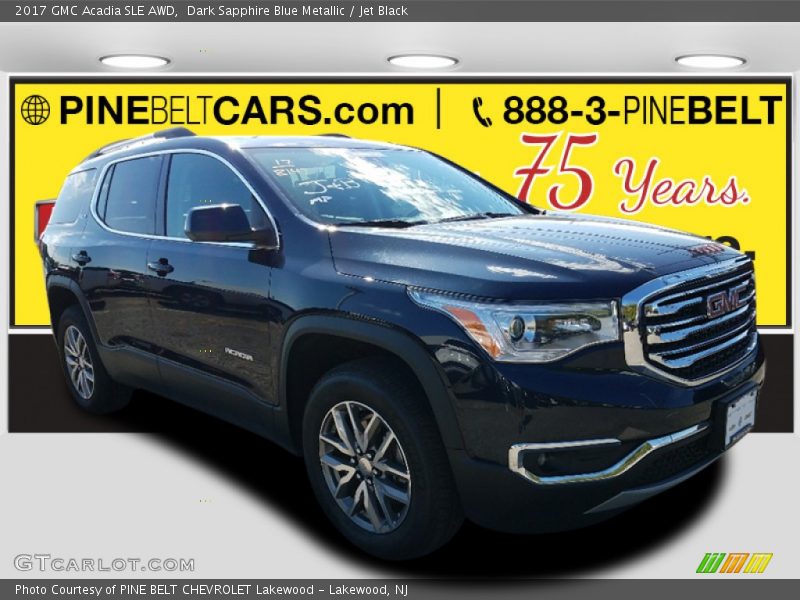 Dark Sapphire Blue Metallic / Jet Black 2017 GMC Acadia SLE AWD