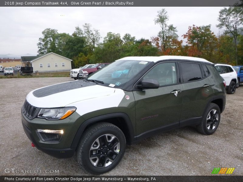 Olive Green Pearl / Black/Ruby Red 2018 Jeep Compass Trailhawk 4x4