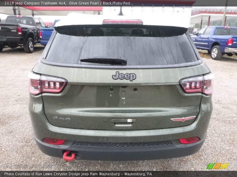 Olive Green Pearl / Black/Ruby Red 2018 Jeep Compass Trailhawk 4x4