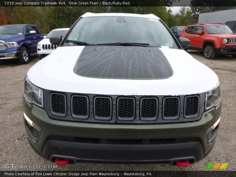 Olive Green Pearl / Black/Ruby Red 2018 Jeep Compass Trailhawk 4x4