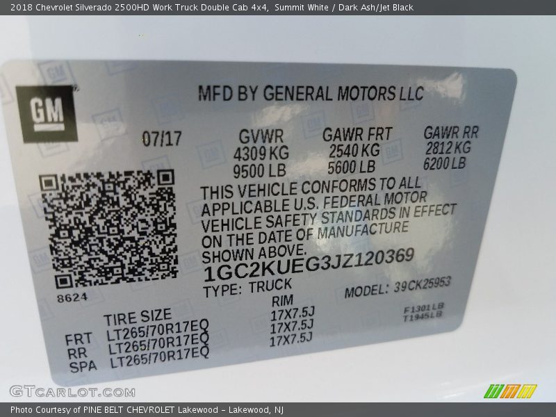 Summit White / Dark Ash/Jet Black 2018 Chevrolet Silverado 2500HD Work Truck Double Cab 4x4
