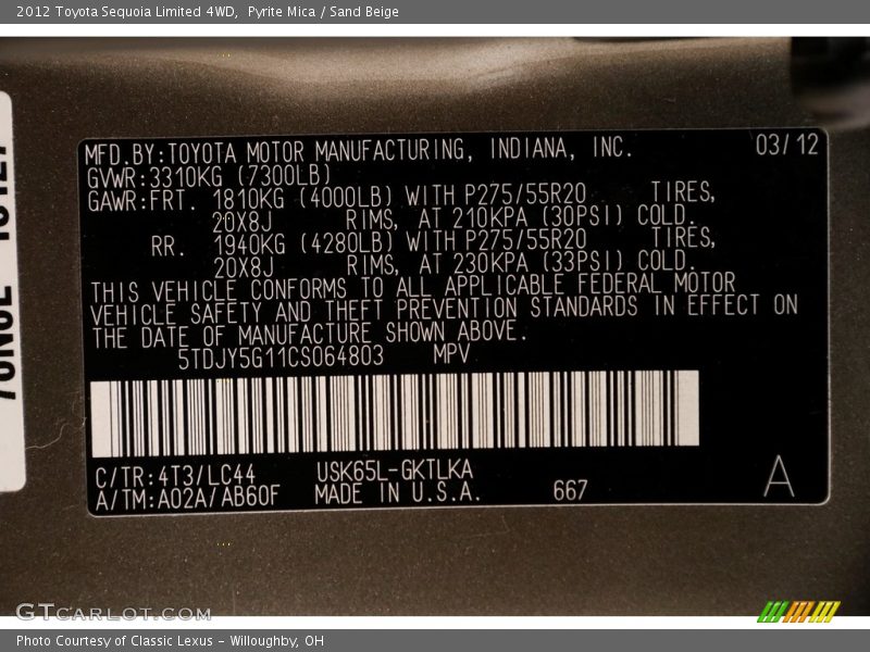 Pyrite Mica / Sand Beige 2012 Toyota Sequoia Limited 4WD