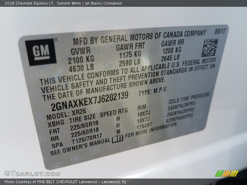 Summit White / Jet Black/­Cinnamon 2018 Chevrolet Equinox LT