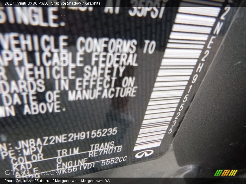 Graphite Shadow / Graphite 2017 Infiniti QX80 AWD