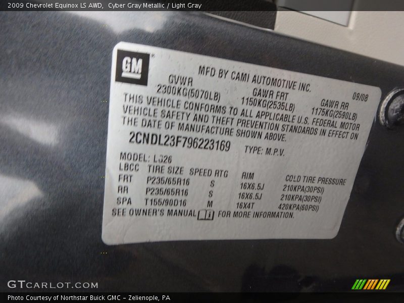 Cyber Gray Metallic / Light Gray 2009 Chevrolet Equinox LS AWD