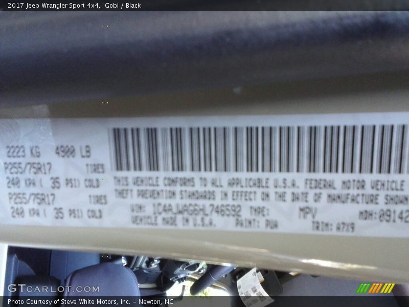 Gobi / Black 2017 Jeep Wrangler Sport 4x4