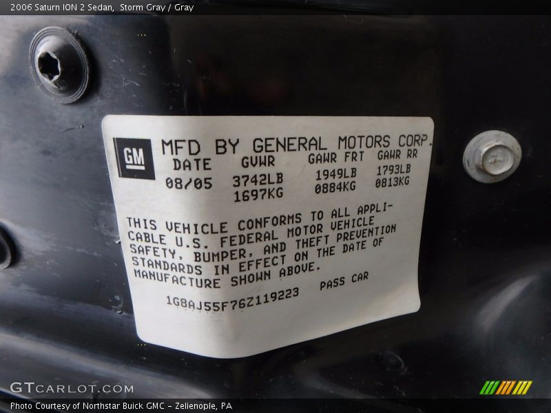 Storm Gray / Gray 2006 Saturn ION 2 Sedan