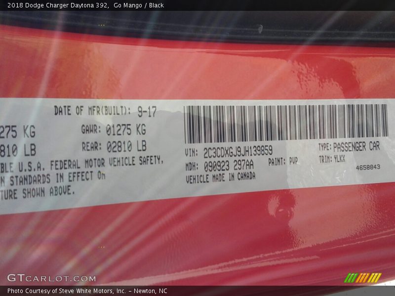Go Mango / Black 2018 Dodge Charger Daytona 392