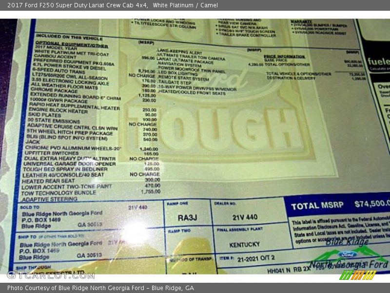 White Platinum / Camel 2017 Ford F250 Super Duty Lariat Crew Cab 4x4