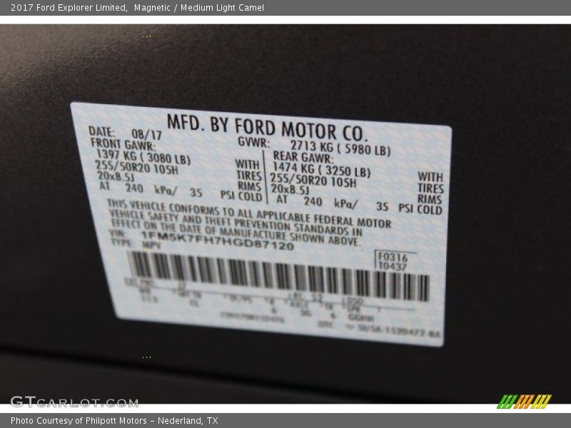 Magnetic / Medium Light Camel 2017 Ford Explorer Limited