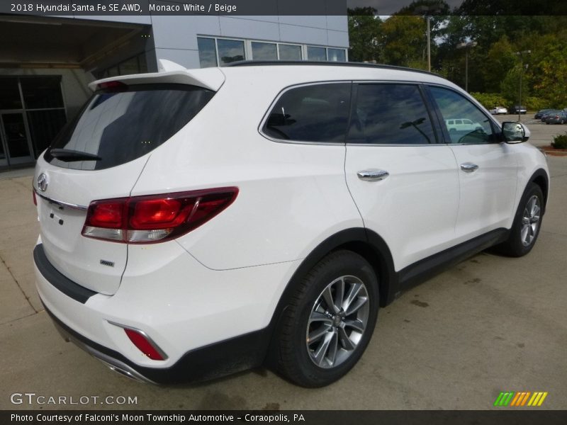Monaco White / Beige 2018 Hyundai Santa Fe SE AWD