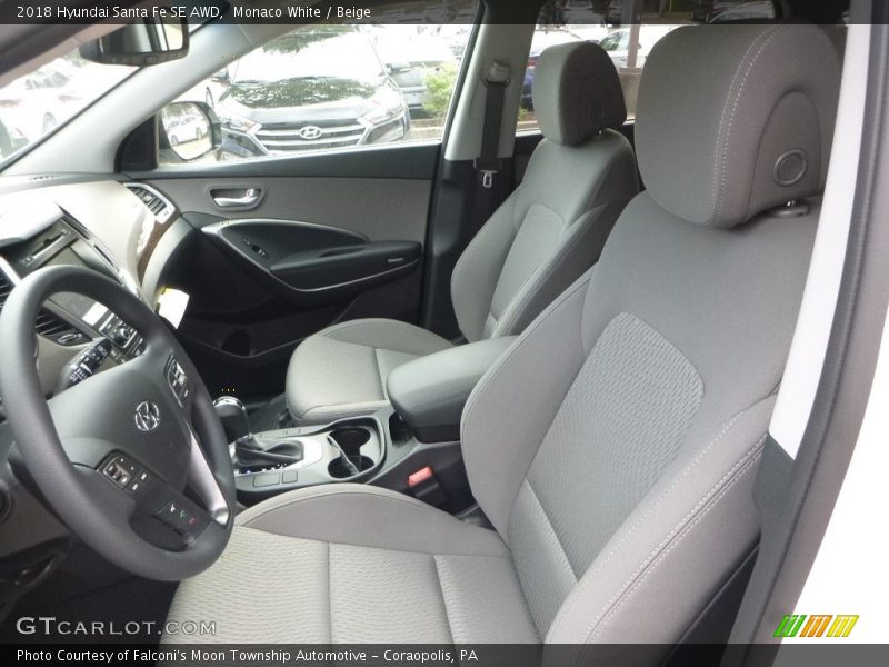 Monaco White / Beige 2018 Hyundai Santa Fe SE AWD