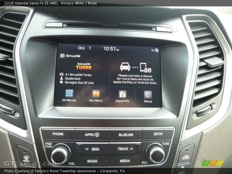 Monaco White / Beige 2018 Hyundai Santa Fe SE AWD