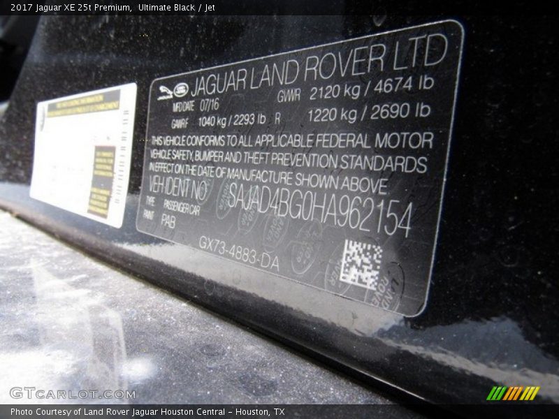 Ultimate Black / Jet 2017 Jaguar XE 25t Premium