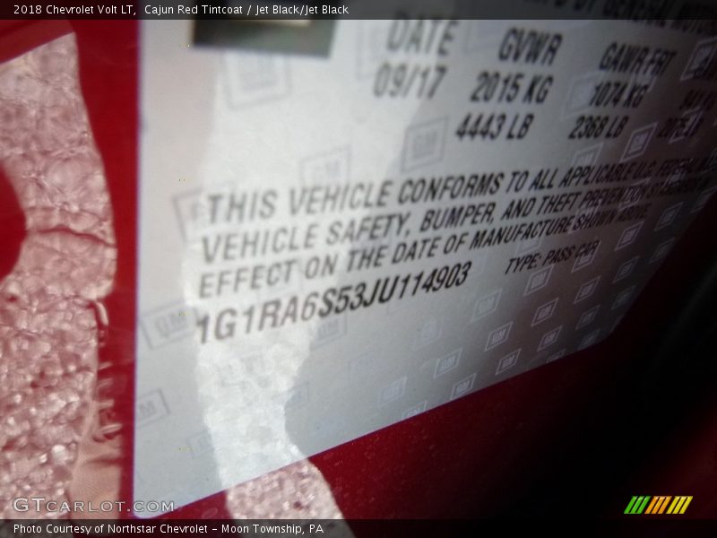 Cajun Red Tintcoat / Jet Black/Jet Black 2018 Chevrolet Volt LT