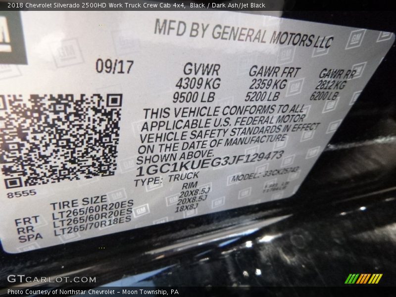 Black / Dark Ash/Jet Black 2018 Chevrolet Silverado 2500HD Work Truck Crew Cab 4x4
