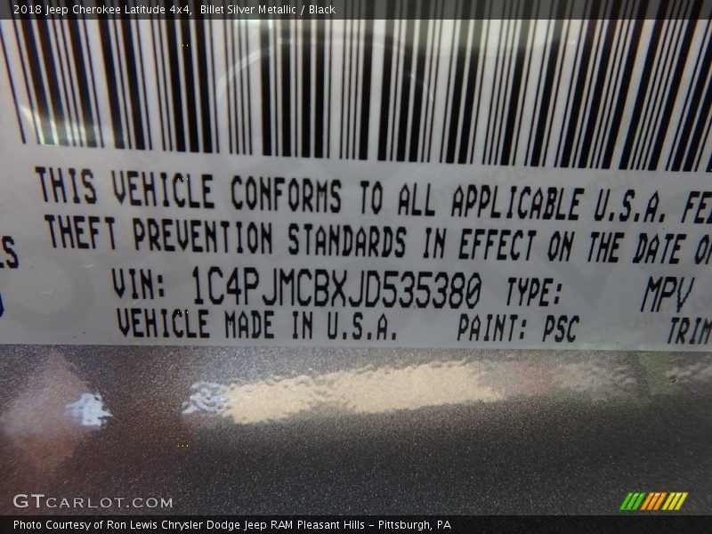 Billet Silver Metallic / Black 2018 Jeep Cherokee Latitude 4x4