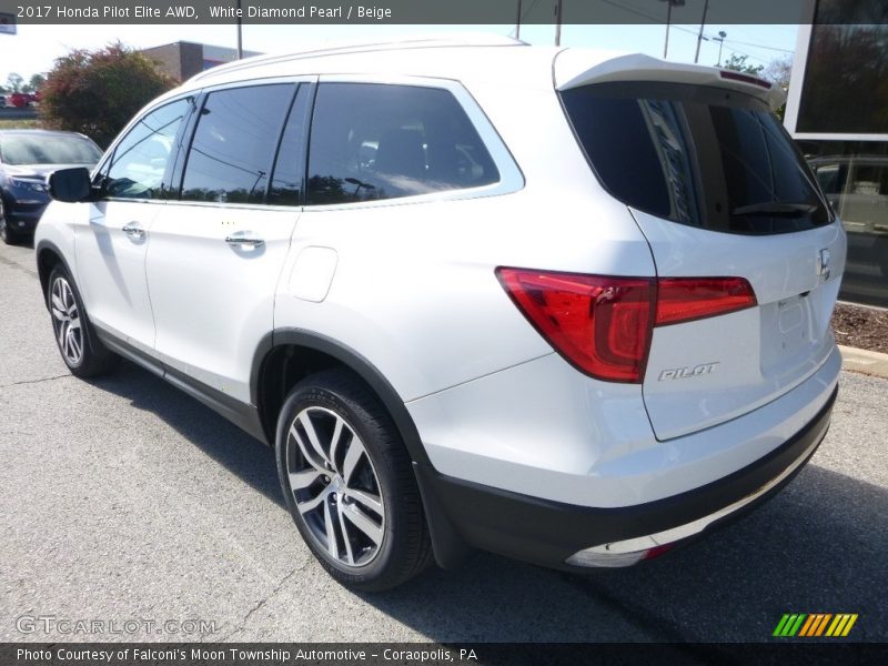 White Diamond Pearl / Beige 2017 Honda Pilot Elite AWD