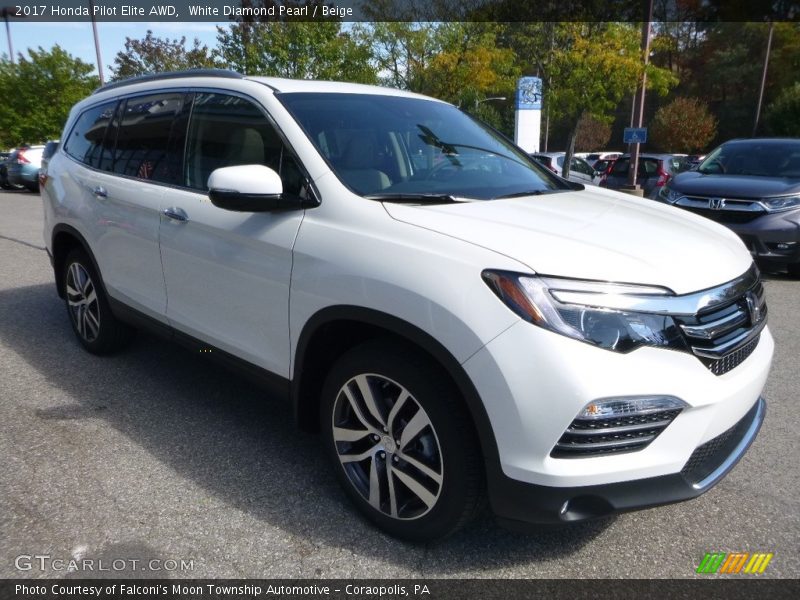 White Diamond Pearl / Beige 2017 Honda Pilot Elite AWD
