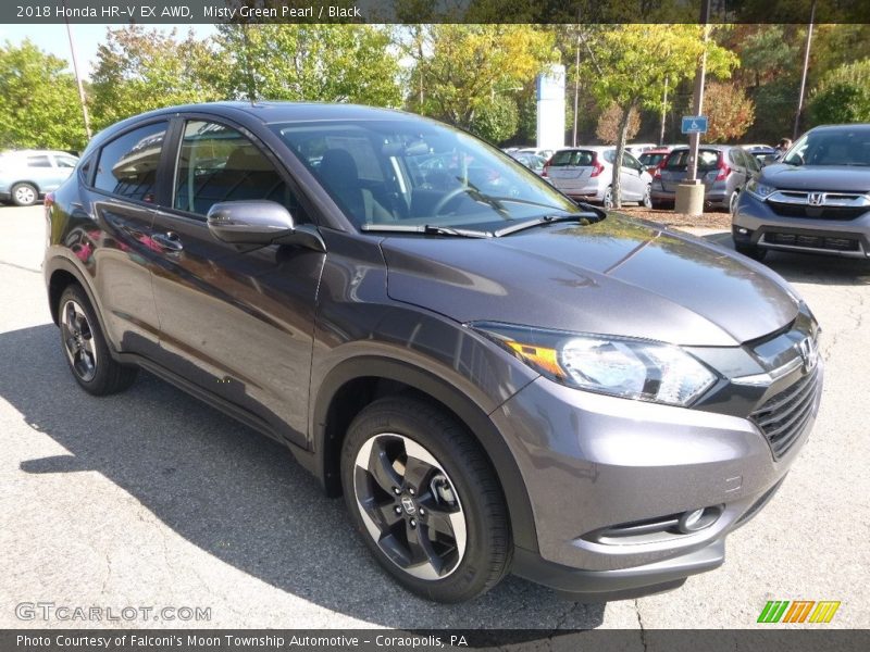 Misty Green Pearl / Black 2018 Honda HR-V EX AWD