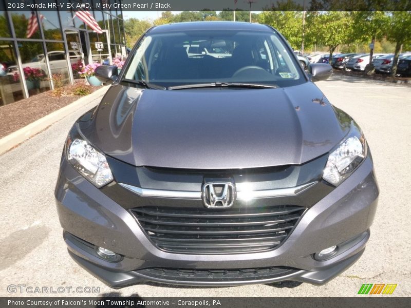 Misty Green Pearl / Black 2018 Honda HR-V EX AWD