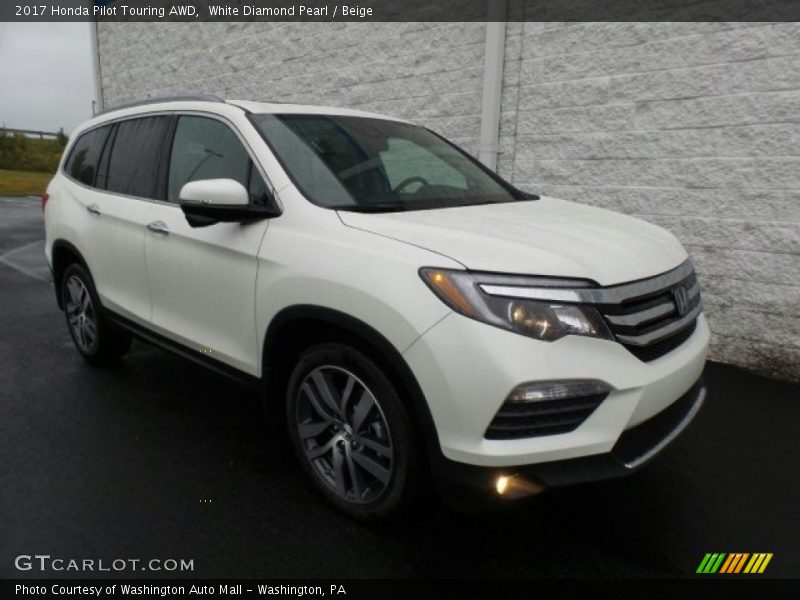 White Diamond Pearl / Beige 2017 Honda Pilot Touring AWD