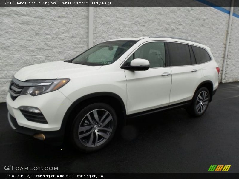 White Diamond Pearl / Beige 2017 Honda Pilot Touring AWD