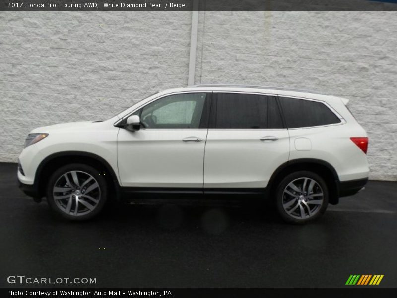 White Diamond Pearl / Beige 2017 Honda Pilot Touring AWD