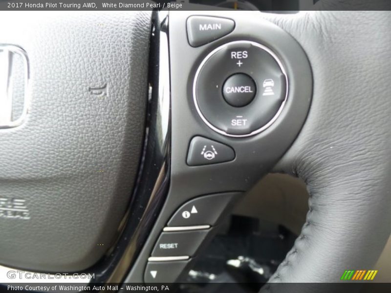 White Diamond Pearl / Beige 2017 Honda Pilot Touring AWD