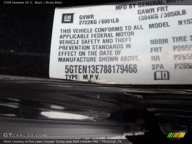 Black / Ebony Black 2008 Hummer H3 X