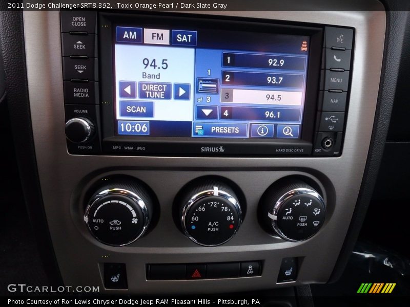 Toxic Orange Pearl / Dark Slate Gray 2011 Dodge Challenger SRT8 392