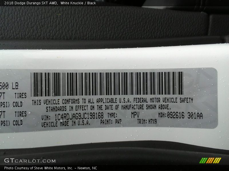 White Knuckle / Black 2018 Dodge Durango SXT AWD
