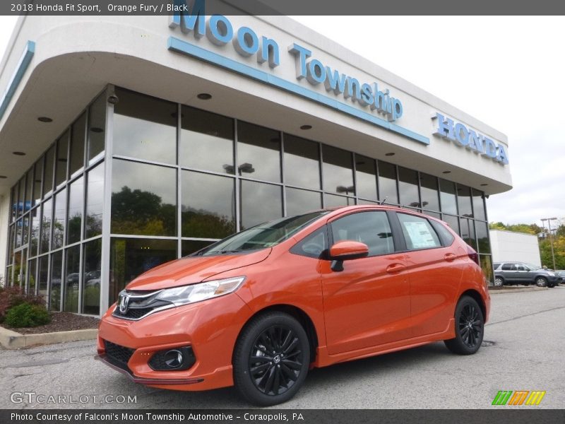 Orange Fury / Black 2018 Honda Fit Sport