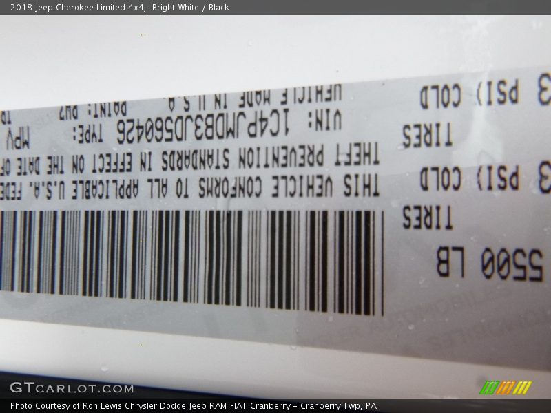 Bright White / Black 2018 Jeep Cherokee Limited 4x4