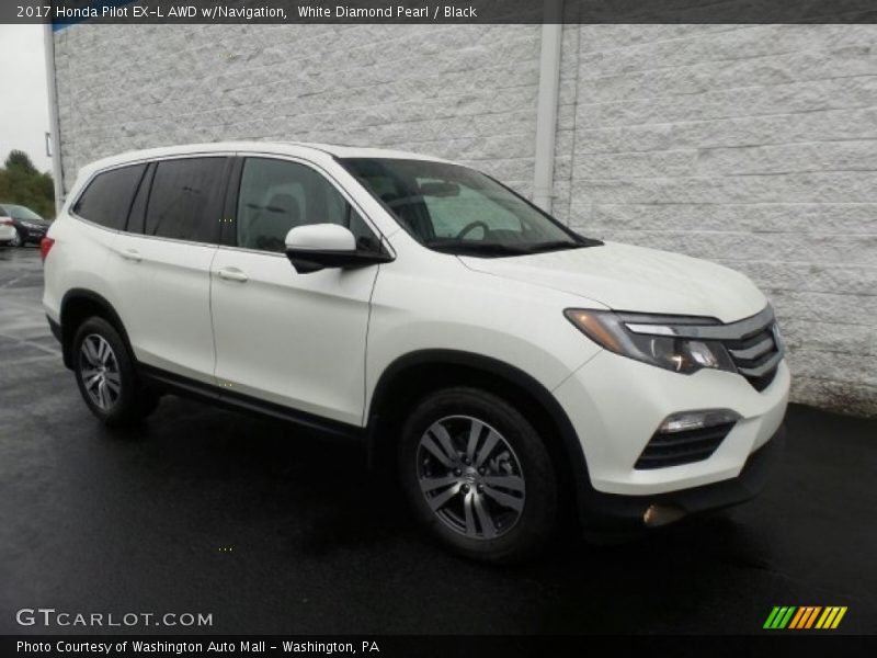 White Diamond Pearl / Black 2017 Honda Pilot EX-L AWD w/Navigation