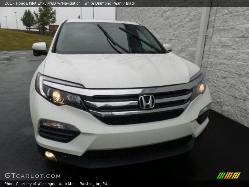 White Diamond Pearl / Black 2017 Honda Pilot EX-L AWD w/Navigation