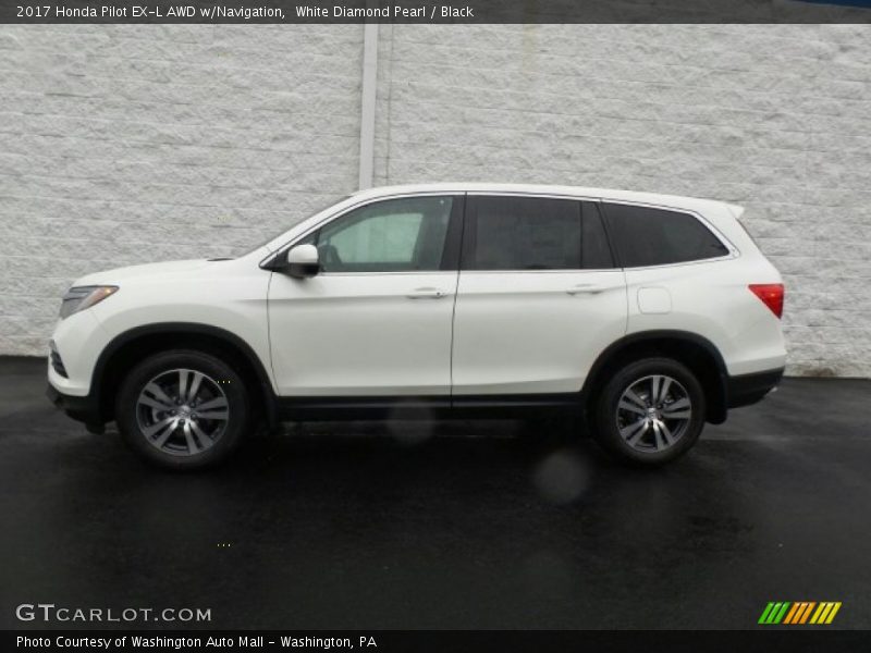 White Diamond Pearl / Black 2017 Honda Pilot EX-L AWD w/Navigation