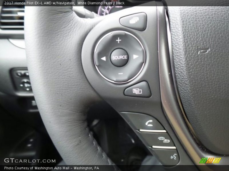 White Diamond Pearl / Black 2017 Honda Pilot EX-L AWD w/Navigation