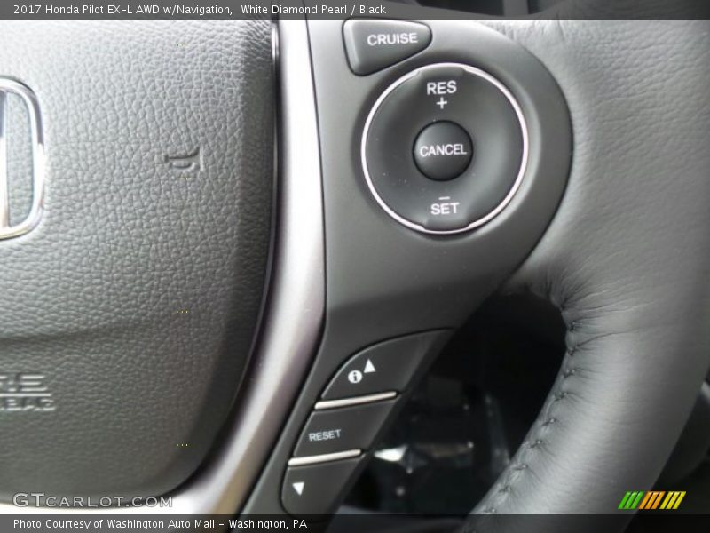 White Diamond Pearl / Black 2017 Honda Pilot EX-L AWD w/Navigation