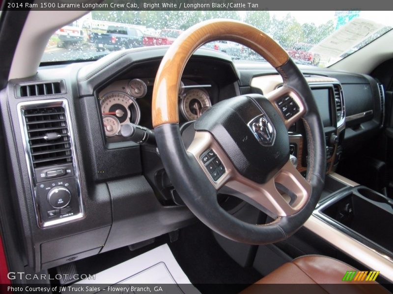 Bright White / Longhorn Black/Cattle Tan 2014 Ram 1500 Laramie Longhorn Crew Cab