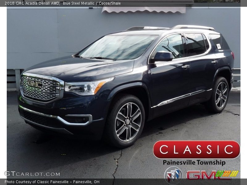 Blue Steel Metallic / Cocoa/Shale 2018 GMC Acadia Denali AWD