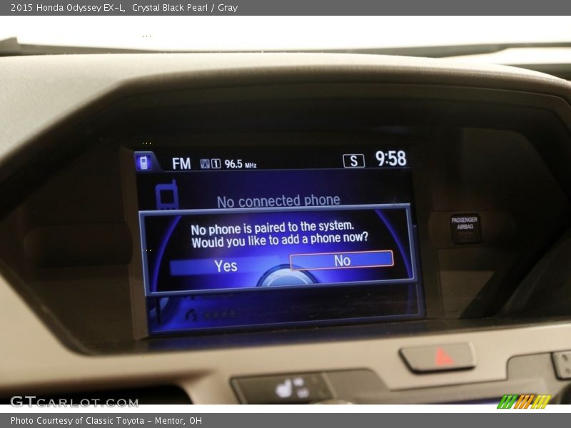 Crystal Black Pearl / Gray 2015 Honda Odyssey EX-L