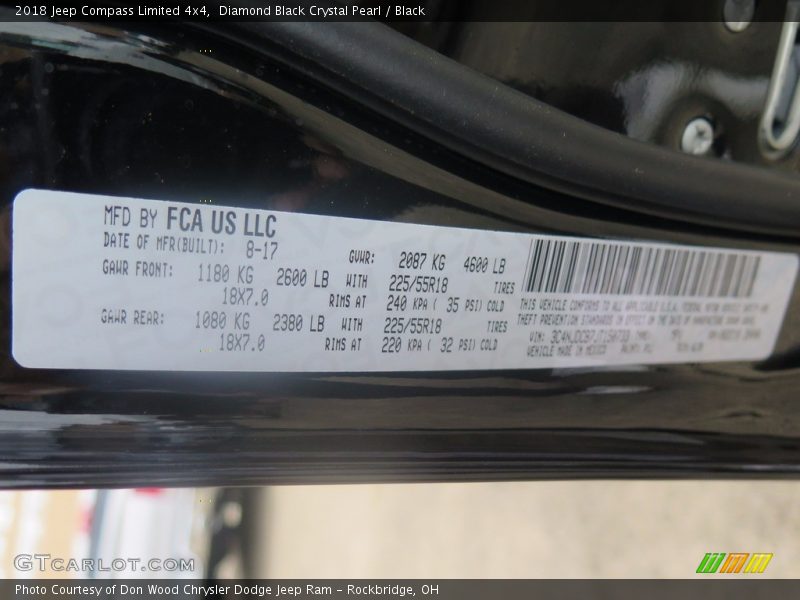 Diamond Black Crystal Pearl / Black 2018 Jeep Compass Limited 4x4