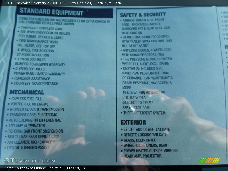 Black / Jet Black 2018 Chevrolet Silverado 2500HD LT Crew Cab 4x4