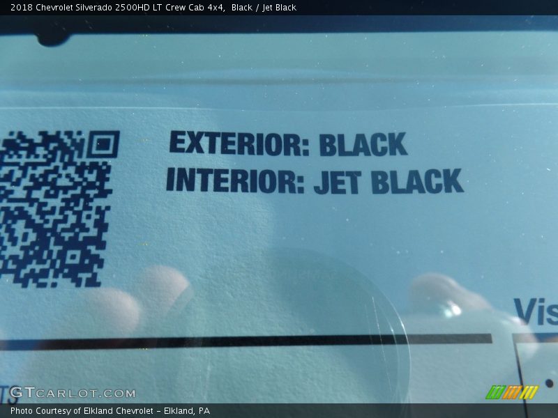 Black / Jet Black 2018 Chevrolet Silverado 2500HD LT Crew Cab 4x4