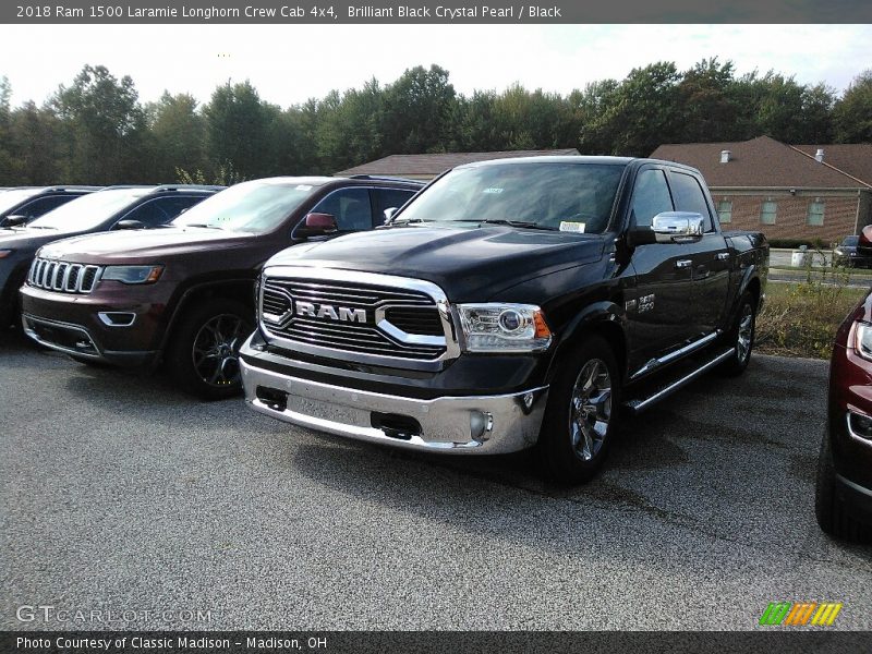 Brilliant Black Crystal Pearl / Black 2018 Ram 1500 Laramie Longhorn Crew Cab 4x4