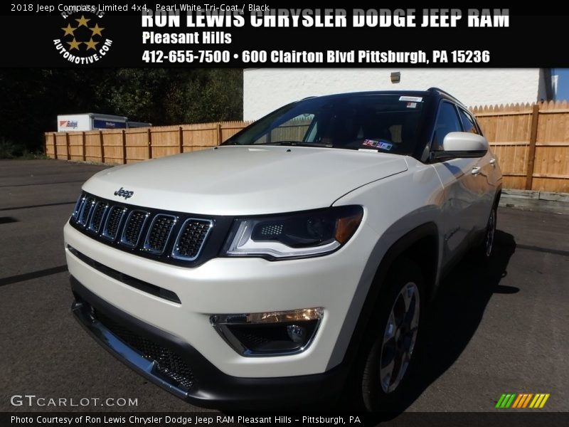 Pearl White Tri–Coat / Black 2018 Jeep Compass Limited 4x4