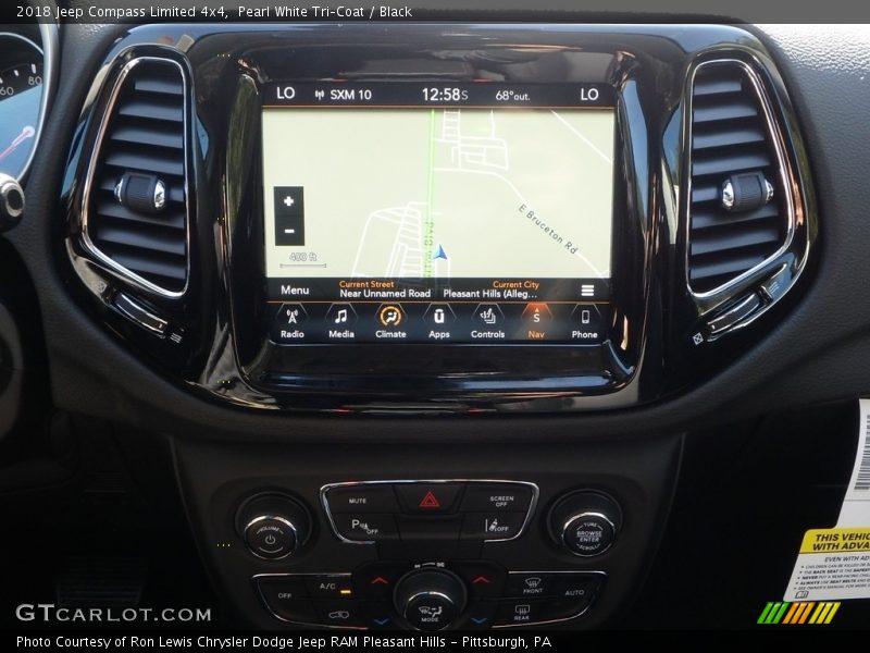 Pearl White Tri–Coat / Black 2018 Jeep Compass Limited 4x4