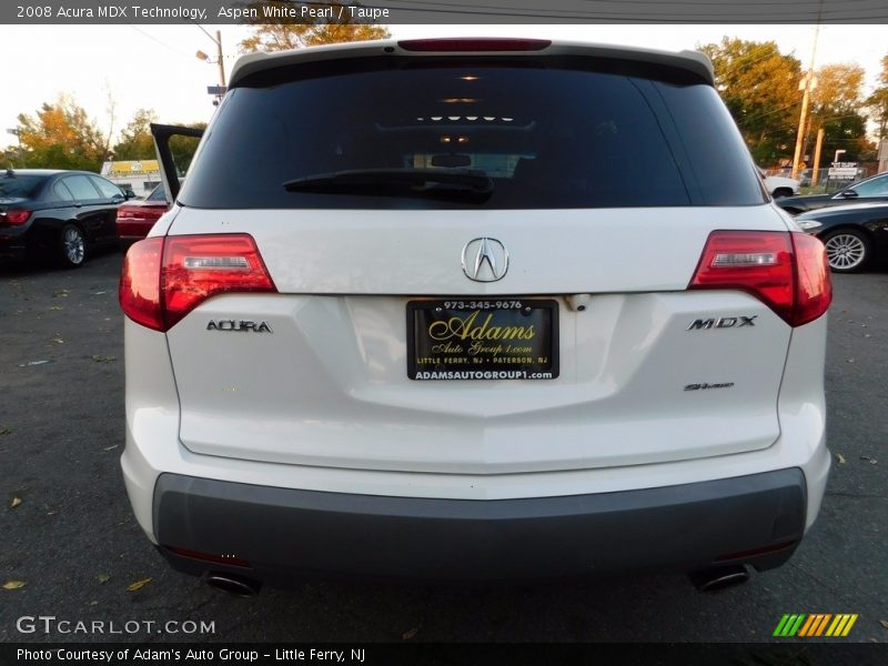 Aspen White Pearl / Taupe 2008 Acura MDX Technology